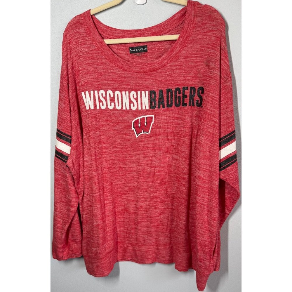 Wisconsin Badgers Athletics Sweatshirt Womens 3X Red Lightweight Scoop Neck